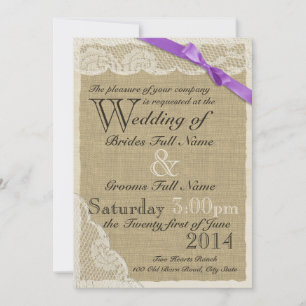 Invitation Antique Mariage campagnard en dentelle blanche
