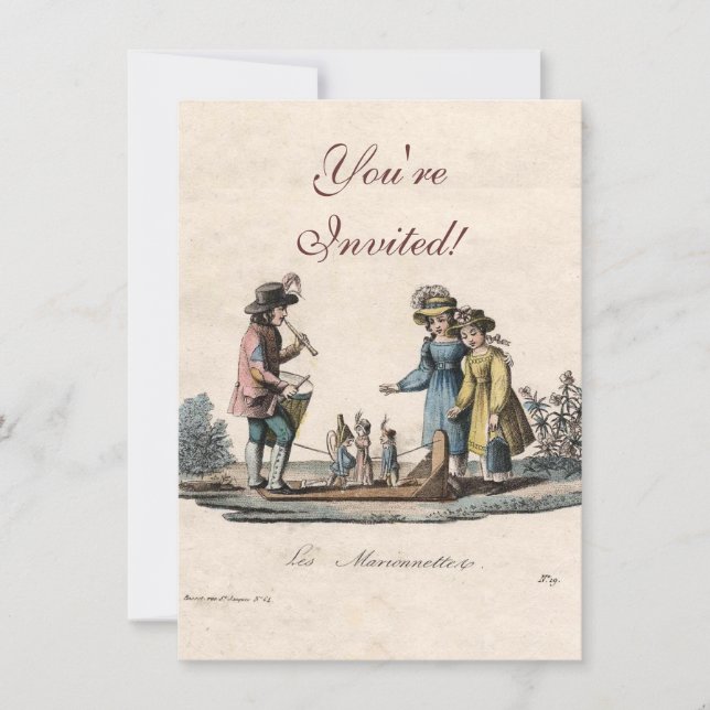 Invitation Antique Marionnette Enfants Spectacle Danse (Devant)