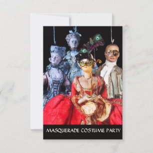INVITATION ANTIQUE PUPPETS MASQUERADE COSTUME PARTI RSVP
