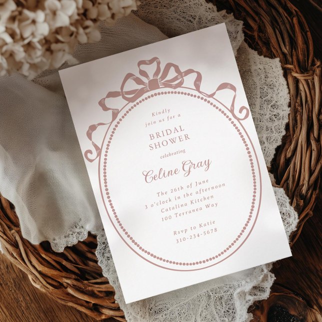 Invitation Antique Ribbon Bow Victorian Frame Fête des mariée (Créateur téléchargé)