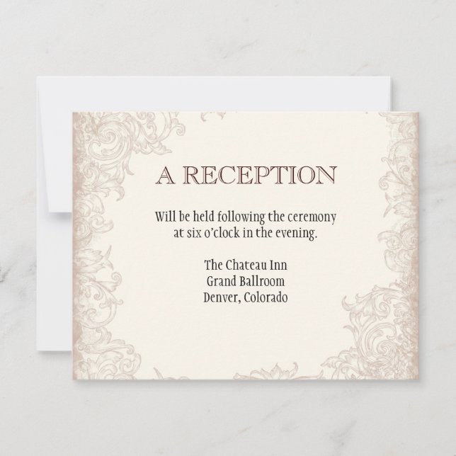 Invitation Antique Rose anglais Floral Swirl Mariage (Devant)