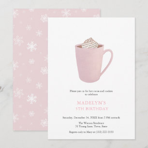Invitation Antique rose chocolat chaud Cookies fête d'anniver