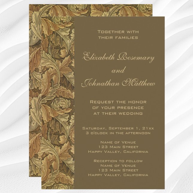 Invitation Antique Victorian Chaud automne Feuilles Mariage (Antique Victorian Warm Autumn Leaves Wedding Invitation)