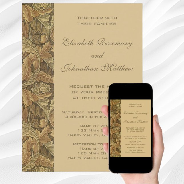 Invitation Antique Victorian Chaud automne Feuilles Mariage (Antique Victorian Warm Autumn Leaves Wedding Invitation)