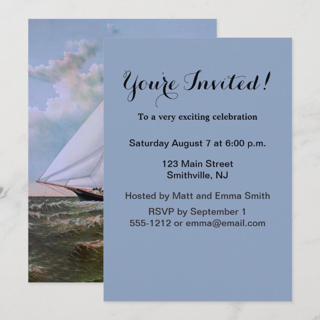 Invitation Antique voilier Slot Yacht Voilier Ocean (Devant / Derrière)