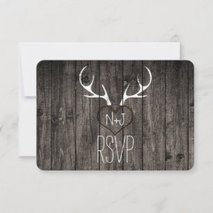 Invitation Antlers de cerfs rustiques et mariage cardiaque sc