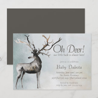 Invitation Antlers rustiques | Oh Deer Little Buck Baby showe