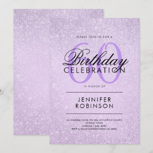 Invitation Any Age Birthday Lavender Purple Glitter Paint