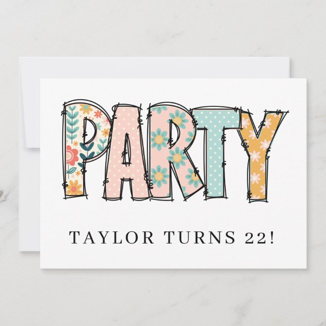 Invitation * Any PARTY DIY Invite Doodle  Event Birthday (Devant)