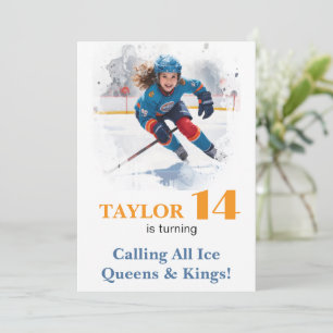 Invitation *~* AP94 k-15 do-it-yourself Jolie fille de hockey