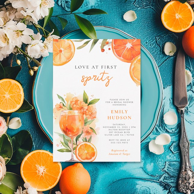Invitation Aperol Spritz Aquarelle nuptiale de douche Invitat (Créateur téléchargé)