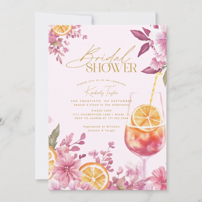 Invitation Aperol Spritz Bright Floral Fête des mariées (Devant)