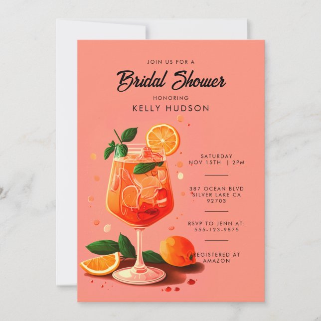 Invitation Aperol Spritz Orange Bridal Douche (Devant)