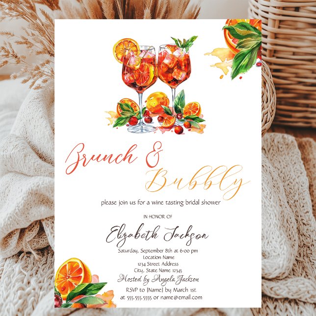 Invitation Aperol Spritz Orange Brunch & Bubbly (Créateur téléchargé)