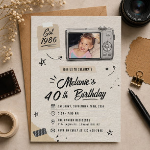 Invitation Appareil photo vintage rétro 40e anniversaire