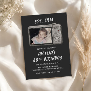 Invitation Appareil Photo Vintage Rétro 60e Anniversaire Phot