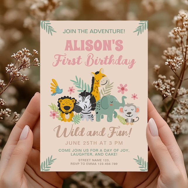 Invitation Appel à tous les animaux de fête Anniversaire 1er  (Créateur téléchargé)