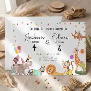 Invitation Appel à tous les animaux de fête Anniversaire comm