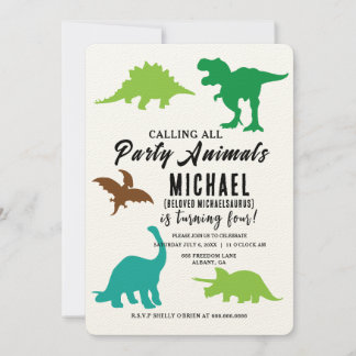 Invitation Appel à tous les animaux de fête Dinosaures fête d