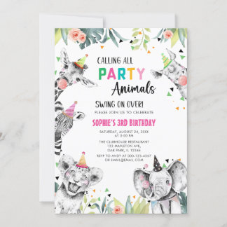 Invitation Appel à tous les animaux de fête Safari Jungle Ann