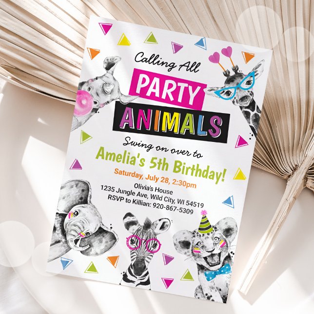 Invitation Appel à tous les animaux de fête Safari Zoo Annive (Créateur téléchargé)