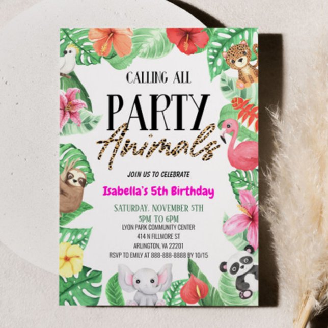 Invitation Appel à tous les animaux de fête Tropical Annivers (Créateur téléchargé)