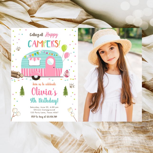 Invitation Appel à tous les heureux Campers Camping Girl Anni (Créateur téléchargé)