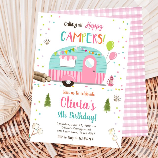 Invitation Appel à tous les heureux Campers Camping Girl Anni (Créateur téléchargé)