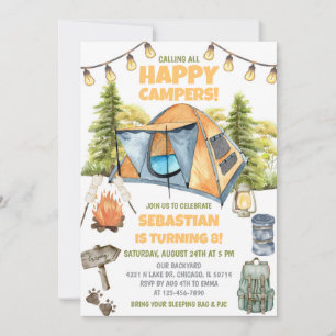 Invitation Appel à tous les joyeux campeurs d'anniversaire