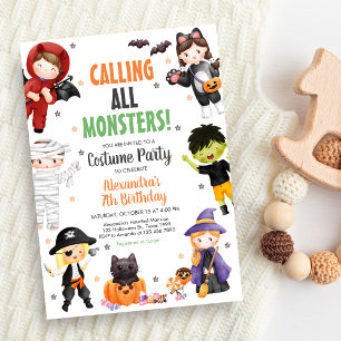 Invitation Appel à tous les monstres costume Halloween Annive