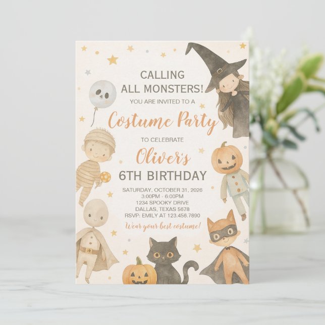 Invitation Appel à tous les monstres Halloween Anniversaire (Debout devant)