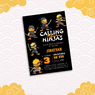 Invitation Appel à tous les Ninjas Funny Duck Anniversaire