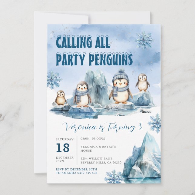 Invitation Appel à tous les pingouins de Parti Animaux arctiq (Devant)