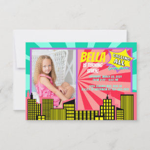 Invitation Appel à tous les super-héros Girl Power Superhero 
