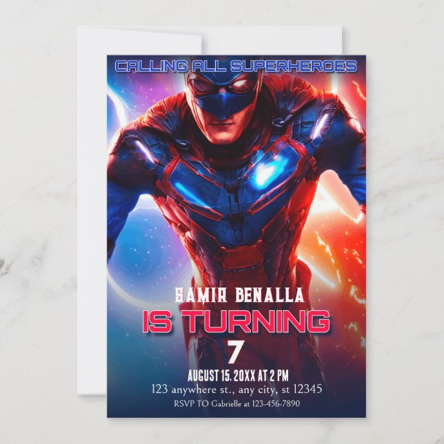 Invitation Appel à tous les super-héros Poster de cinéma Anni (Devant)