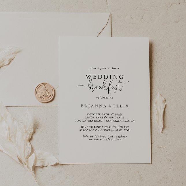 Invitation Appel de calligraphie Mariage petit déjeuner Fancy (Créateur téléchargé)