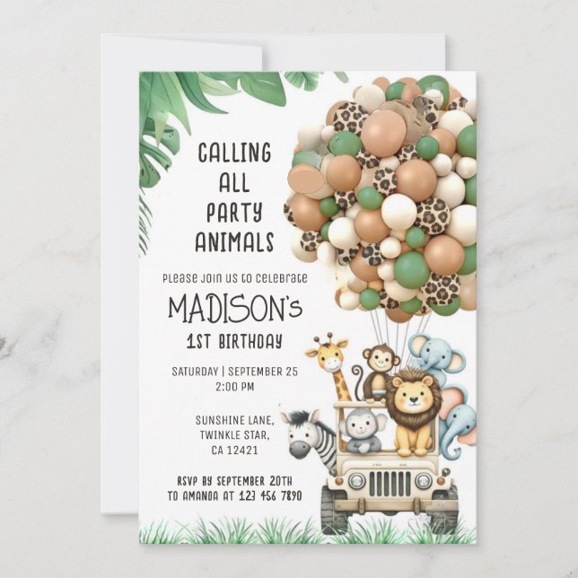 Invitation Appel personnalisé Le thème du ballon blanc vert (Devant)