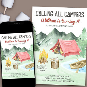 Invitation Appel Tous Campers Boys Anniversaire Camping Party