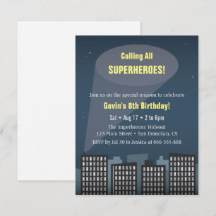 Invitation Appelant tous les super héros fête d'anniversaire
