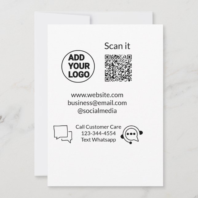 Invitation Appeler le texte du service client whatsapp Q R co (Devant)