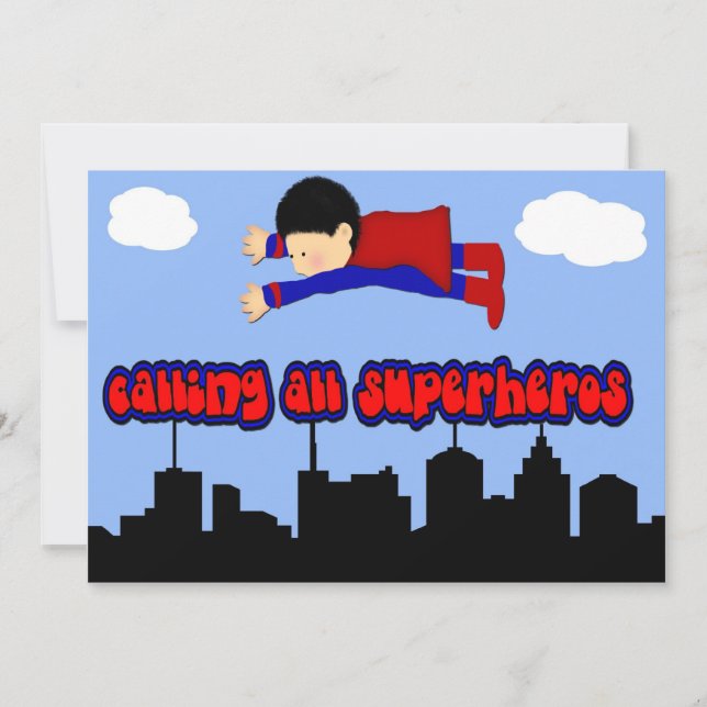 Invitation Appeler tous les super-héros (Devant)