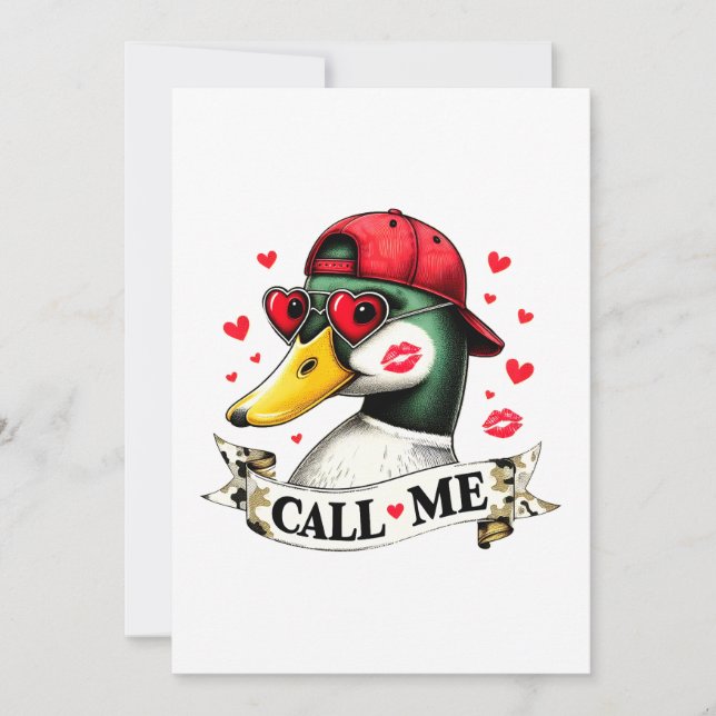 Invitation Appelez-Moi Valentines Drôle Chasse Au Canard Pour (Devant)