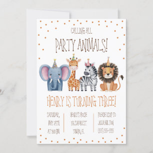 Invitation Appelle tous les animaux de fête ! Fête d'annivers