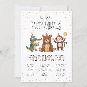 Invitation Appelle tous les animaux de fête ! Fête d'annivers