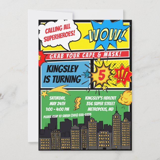 Invitation Appelle tous les super-héros ! Comics Anniversaire (Devant)