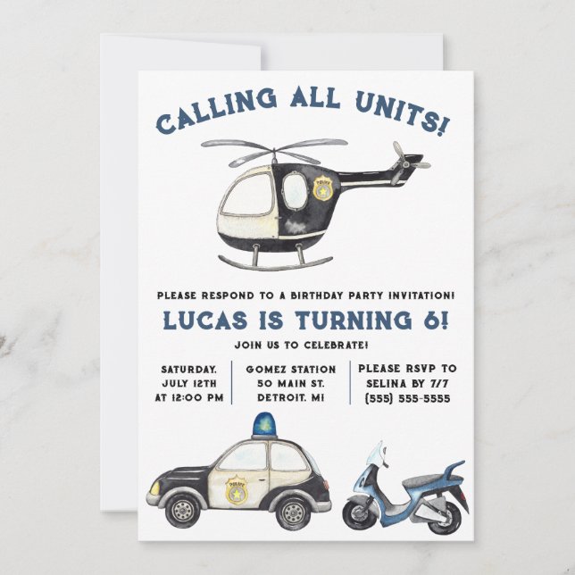 Invitation Appelle toutes les unités ! Fête d'anniversaire su (Devant)