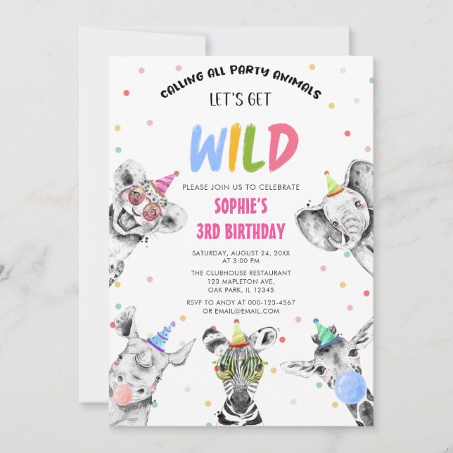 Invitation Appelons tous les animaux de la fête Faisons-nous  (Devant)