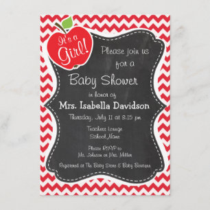 Invitation Apple ; Alizarin Crimson Chevron