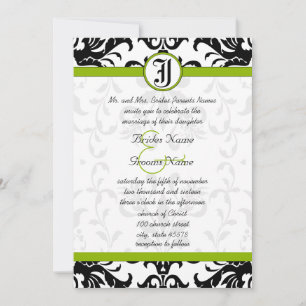 Invitation Apple Green & Black Mariage damassé