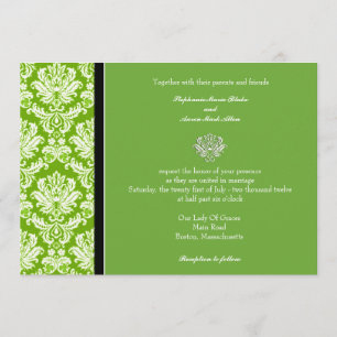 Invitation Apple Green Classic Mariage damassé